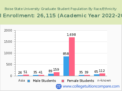 Boise State University 2023 Graduate Enrollment by Gender and Race chart