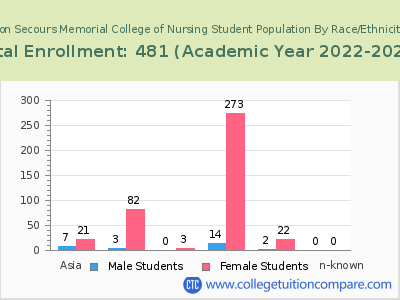 Bon Secours Memorial College of Nursing 2023 Student Population by Gender and Race chart