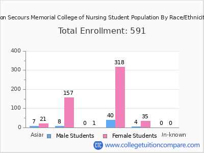 Bon Secours Memorial College of Nursing 2025 Student Population by Gender and Race chart