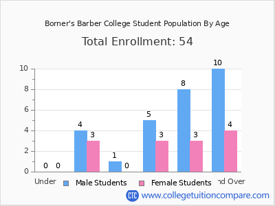 Borner's Barber College 2024 Student Population by Age chart