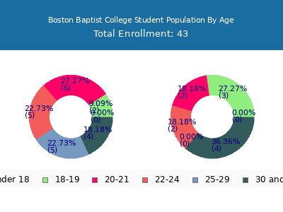 Boston Baptist College 2024 Student Population Age Diversity Pie chart