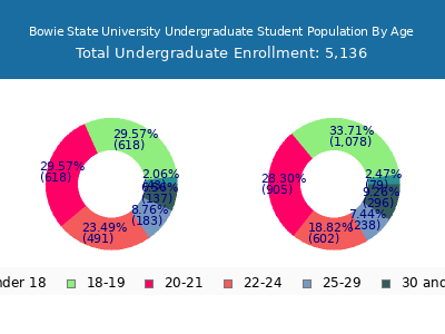 Bowie State University 2024 Undergraduate Enrollment Age Diversity Pie chart