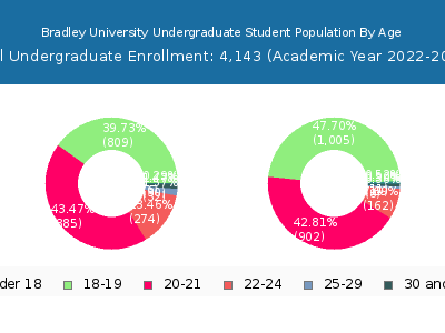 Bradley University 2023 Undergraduate Enrollment Age Diversity Pie chart
