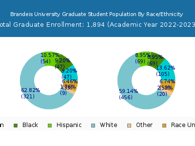 Brandeis University 2023 Graduate Enrollment by Gender and Race chart