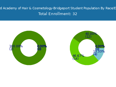 Branford Academy of Hair & Cosmetology-Bridgeport 2025 Student Population by Gender and Race chart
