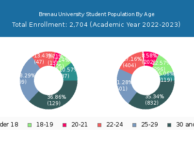 Brenau University 2023 Student Population Age Diversity Pie chart