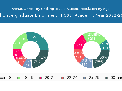 Brenau University 2023 Undergraduate Enrollment Age Diversity Pie chart