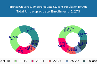 Brenau University 2025 Undergraduate Enrollment Age Diversity Pie chart