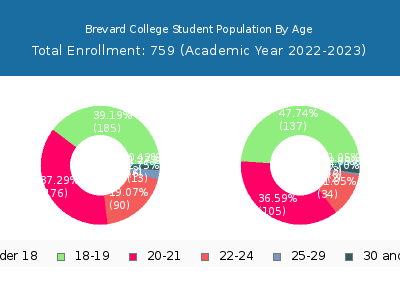 Brevard College 2023 Student Population Age Diversity Pie chart