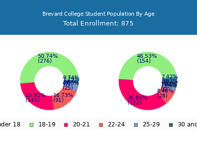Brevard College 2025 Student Population Age Diversity Pie chart
