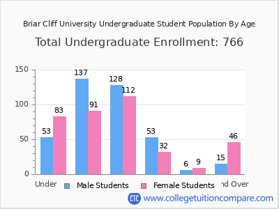 Briar Cliff University 2025 Undergraduate Enrollment by Age chart