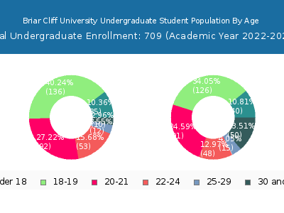 Briar Cliff University 2023 Undergraduate Enrollment Age Diversity Pie chart