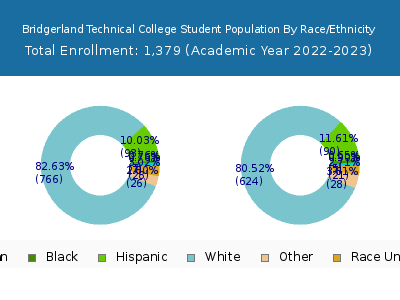 Bridgerland Technical College 2023 Student Population by Gender and Race chart