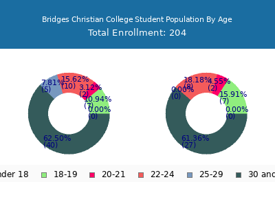 Bridges Christian College 2024 Student Population Age Diversity Pie chart