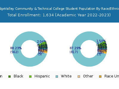 BridgeValley Community & Technical College 2023 Student Population by Gender and Race chart