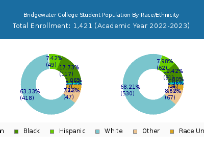 Bridgewater College 2023 Student Population by Gender and Race chart