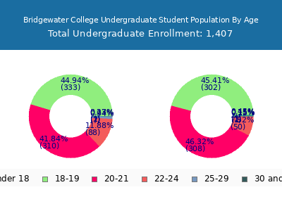 Bridgewater College 2025 Undergraduate Enrollment Age Diversity Pie chart