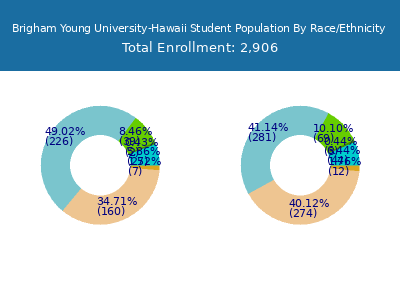 Brigham Young University-Hawaii 2025 Student Population by Gender and Race chart