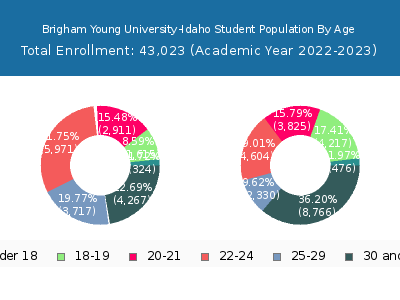 Brigham Young University-Idaho 2023 Student Population Age Diversity Pie chart