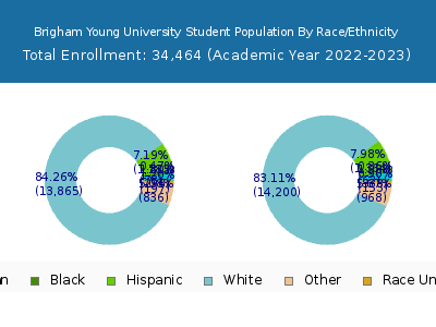 Brigham Young University 2023 Student Population by Gender and Race chart