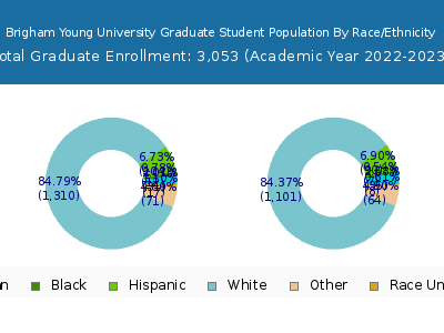Brigham Young University 2023 Graduate Enrollment by Gender and Race chart
