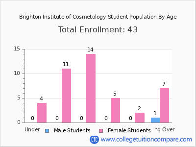 Brighton Institute of Cosmetology 2024 Student Population by Age chart