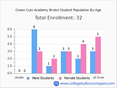 Crown Cutz Academy Bristol 2024 Student Population by Age chart