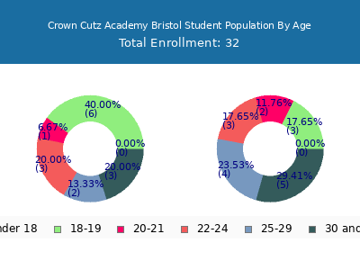 Crown Cutz Academy Bristol 2024 Student Population Age Diversity Pie chart