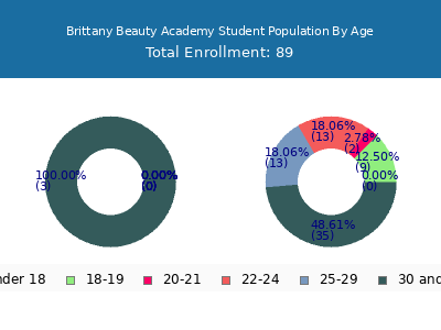 Brittany Beauty Academy 2024 Student Population Age Diversity Pie chart