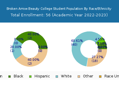 Broken Arrow Beauty College 2023 Student Population by Gender and Race chart