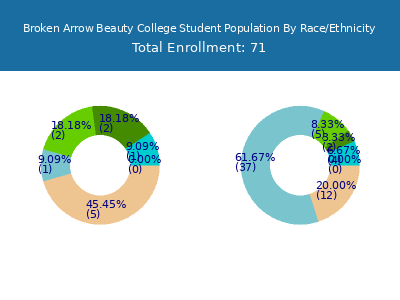 Broken Arrow Beauty College 2025 Student Population by Gender and Race chart