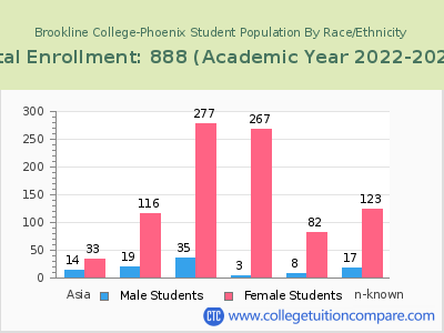 Brookline College-Phoenix 2023 Student Population by Gender and Race chart