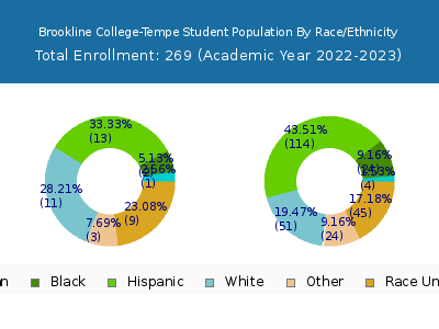 Brookline College-Tempe 2023 Student Population by Gender and Race chart