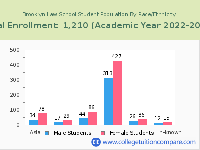 Brooklyn Law School 2023 Student Population by Gender and Race chart
