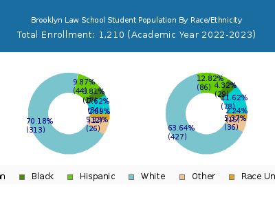 Brooklyn Law School 2023 Student Population by Gender and Race chart