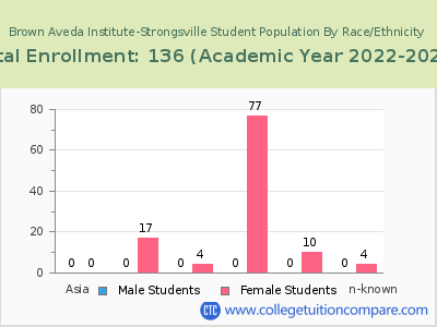 Brown Aveda Institute-Strongsville 2023 Student Population by Gender and Race chart