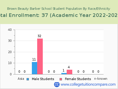 Brown Beauty Barber School 2023 Student Population by Gender and Race chart