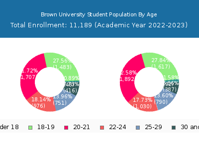 Brown University 2023 Student Population Age Diversity Pie chart