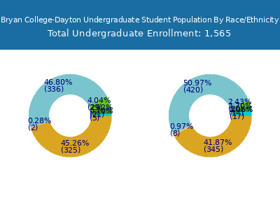 Bryan College-Dayton 2025 Undergraduate Enrollment by Gender and Race chart