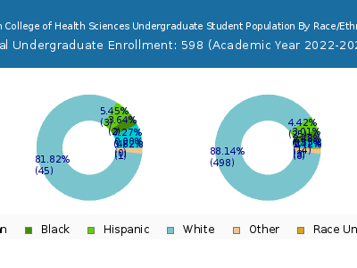 Bryan College of Health Sciences 2023 Undergraduate Enrollment by Gender and Race chart