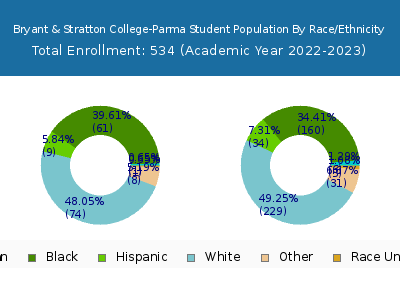 Bryant & Stratton College-Parma 2023 Student Population by Gender and Race chart