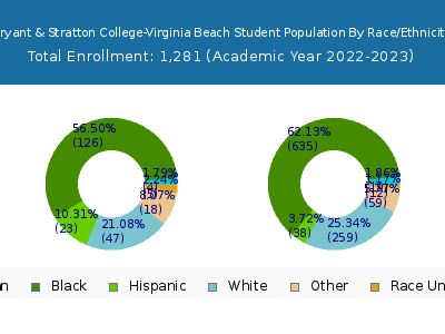 Bryant & Stratton College-Virginia Beach 2023 Student Population by Gender and Race chart