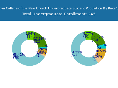 Bryn Athyn College of the New Church 2025 Undergraduate Enrollment by Gender and Race chart