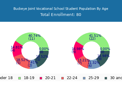 Buckeye Joint Vocational School 2024 Student Population Age Diversity Pie chart