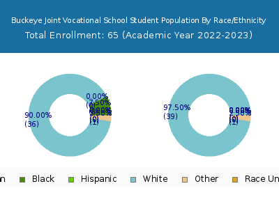 Buckeye Joint Vocational School 2023 Student Population by Gender and Race chart