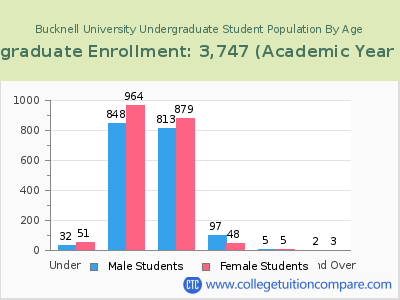 Bucknell University 2023 Undergraduate Enrollment by Age chart