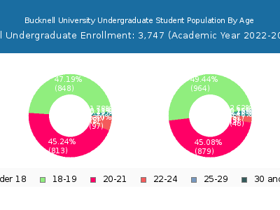 Bucknell University 2023 Undergraduate Enrollment Age Diversity Pie chart
