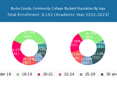 Bucks County Community College 2023 Student Population Age Diversity Pie chart