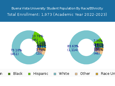 Buena Vista University 2023 Student Population by Gender and Race chart