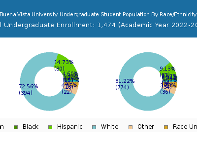 Buena Vista University 2023 Undergraduate Enrollment by Gender and Race chart